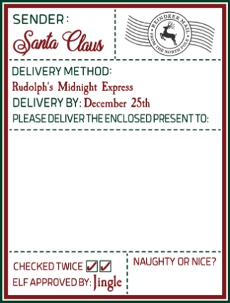 Editable Shipping label, Christmas letter, Rudolph's midnight express, Christmas card - free svg file for members
