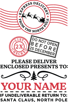 Please deliver enclosed presents to, custom editable name, Christmas shipping label - free svg file for members