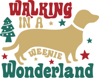 Walking in a weenie wonderland, dachshund dog, Christmas dog tank top design - free svg file for members
