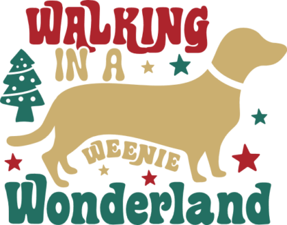 Walking in a weenie wonderland, dachshund dog, Christmas dog tank top design - free svg file for members
