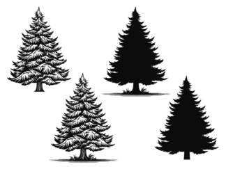 Vector clipart image, Spruce trees svg bundle, Winter tree with snow - free svg file for members
