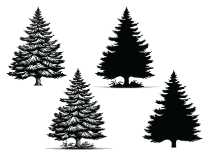 Winter snowy tree svg bundle, spruce tree silhouette - free svg file for members