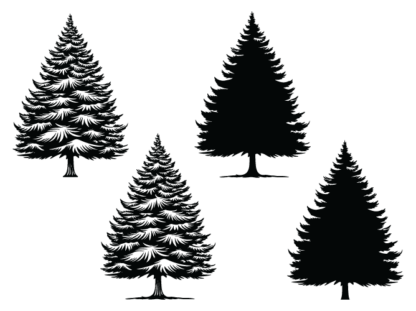 Christmas decor, Winter snowy tree svg bundle, spruce tree silhouette - free svg file for members