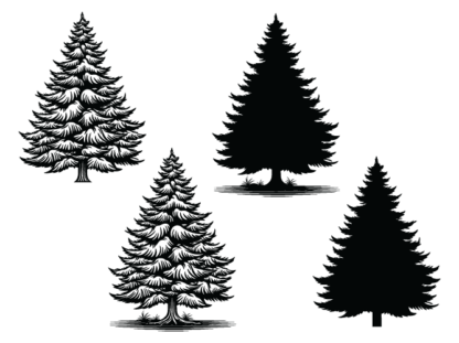 Winter snowy tree clipart image, svg bundle, spruce trees silhouette - free svg file for members