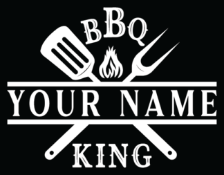 BBQ King, editable name apron design, crossed fork and spatula - free svg file for members