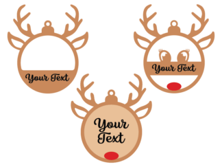 Christmas reindeer antlers and face hanging ornaments, custom name or text, svg bundle - free svg file for members