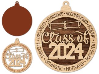 Class of 2024, organized, ambitious, accomplished, hanging ornament for graduation - free svg file for members
