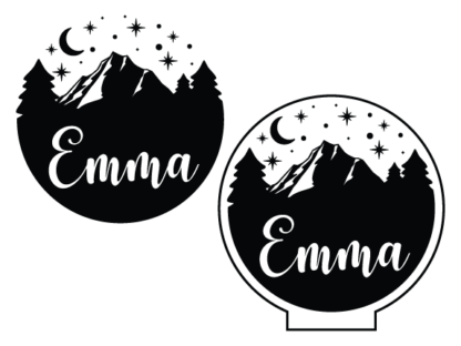 Gift for nature lover, led night light stand design or wall decal, custom name - free svg file for members