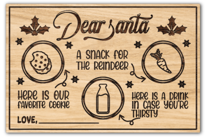 Dear Santa tray plate design, a snack for the reindeer, here is our favorite cookie - free svg file for members