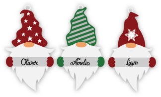 Christmas Gnomes custom name hanging ornaments or gift tags - free svg file for members