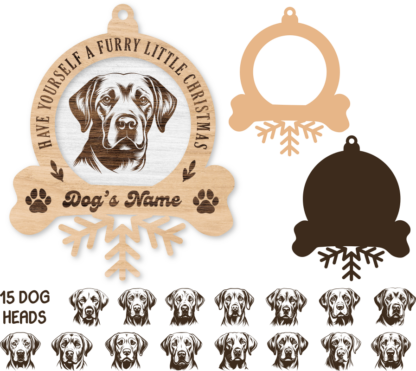 Christmas ornament for dogs lover, Labrador dog face, customized name  - free svg file for members