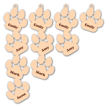 Dog paws hanging ornament, family member names, gift for pet lovers - free svg file for members