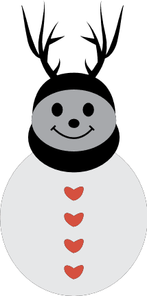 Snowman with reindeer antlers clipart image, Winter Christmas decor - free svg file for members