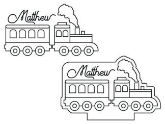 Train and custom name, decal for kids room decor - free svg file for members