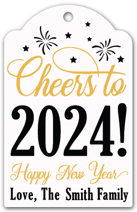 Cheers to 2024, happy new year, love, the custom family name, gift tag design - free svg file for members