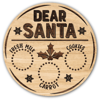 Dear Santa tray, fresh milk, carrot, cookies, Santa tray plate design for Christmas - free svg file for members