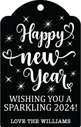 Happy new year wishing you a sparkling 2024, love, customized name, gift tag design - free svg file for members