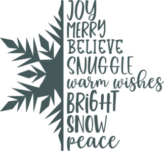 Joy, merry, believe, bright, snow, warm wishes, half snowflake, Christmas sweatshirt design - free svg file for members