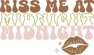 Kiss me at midnight, echo stacked text, New Years Eve tshirt design for her - free svg file for members