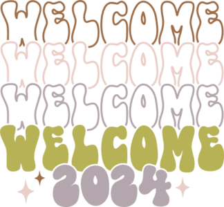 Welcome 2024, echo stacked text, new year party tshirt design - free svg file for members