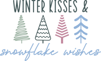 Winter kisses and snowflake wishes, Christmas trees - free svg file for members