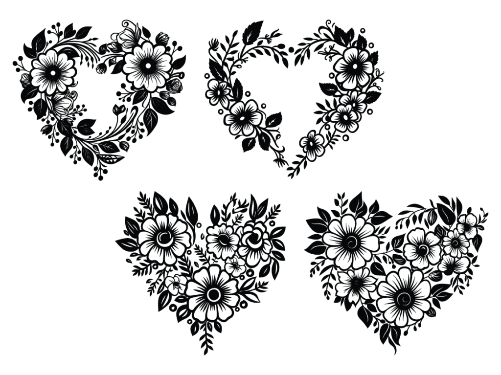 Floral hearts vector art, free svg file for members, valentine's day