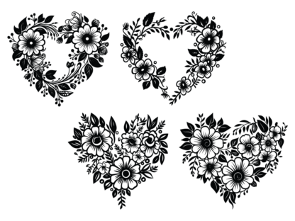 Floral hearts vector art, free svg file for members, valentine's day decor svg bundle