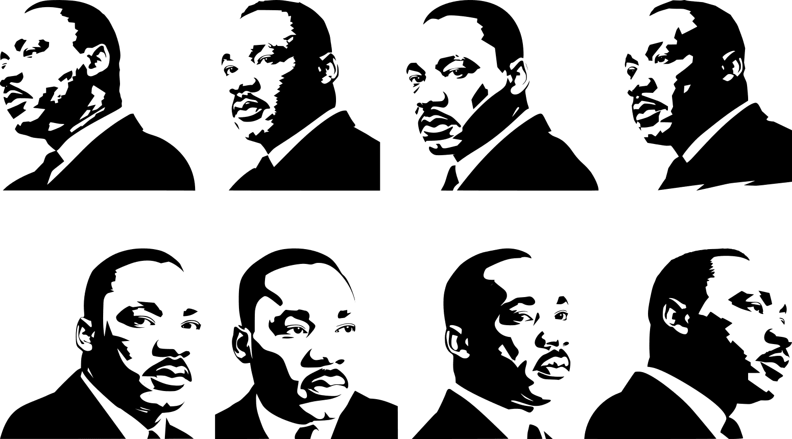 Martin Luther King face angles silhouette, svg bundle - free svg