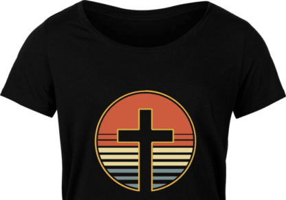 Christian cross along with Rising sun background, retro tshirt design - free svg file for members