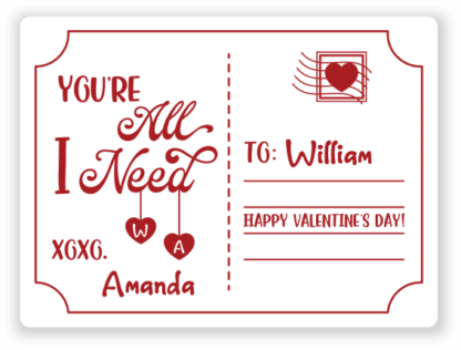 You're all, I need, Happy valentine's day card letter free svg file for members, Xoxo, to custom name