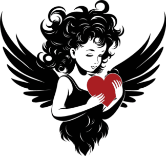 Girl fairy angel holding a heart free svg file for members, Valentines day decor, vector image