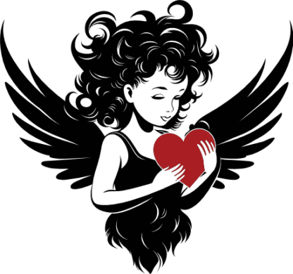 Girl fairy angel holding a heart free svg file for members, Valentines day decor, vector image