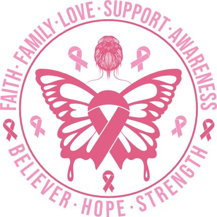 A girl back with Butterfly wings and pink ribbon, Faith, breast cancer awareness tshirt design - free svg file for members