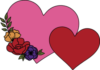 Floral double hearts clipart image - free svg file for members