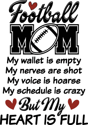 Football mom, my wallet is empty, my nerves are shot free svg file for members, tshirt design