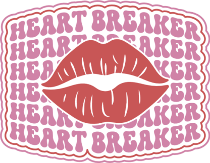Heart breaker, echo stacked text, lips, funny valentine's day tshirt design - free svg file for members