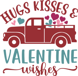 Hugs, kisses and valentine wishes free svg file for members, a truck loaded with hearts, valentine's day