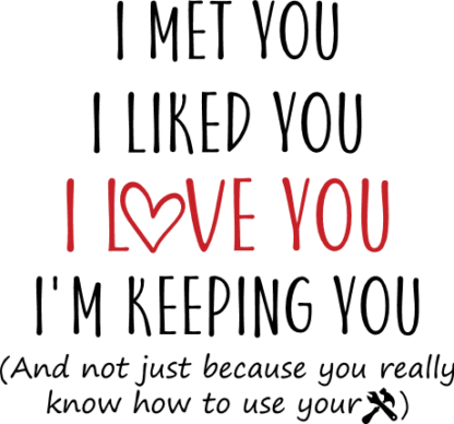 I met you, I liked you, I love you, I'm keeping you free svg file for members, funny gift for him