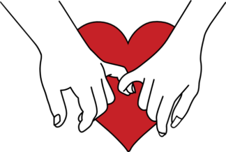 hands of a couple with touching pinky fingers, heart free svg file for members,  valentine's day clipart image
