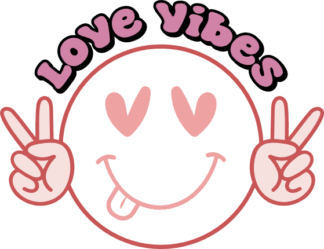 Love Vibes, smiley tongue out, peace hand symbol, tshirt design - free svg file for members