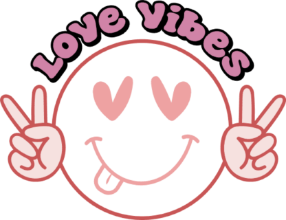 Love Vibes, smiley tongue out, peace hand symbol, tshirt design - free svg file for members