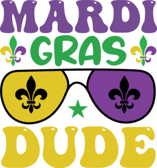 Mardi gras dude, sunglasses with Fleur de lis, tshirt design - free svg file for members