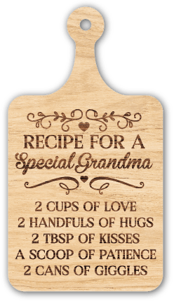 Cutting board design for grandmother, Recipe for a special grandma, love, kisses - free svg file for members