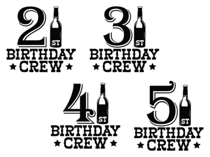 21st to 51st birthday crew bundle, number 1 as beer bottle, free svg file for members, birthday party tshirt design
