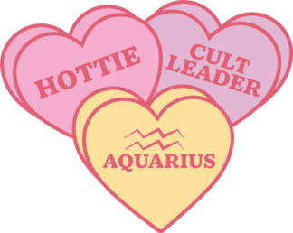 Hearts with words Hottie, cult leader, Aquarius free svg file for members, birthday gift for her