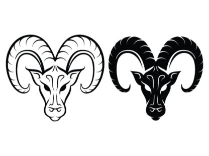 Ram head with long horns free svg file for members, aries vector image, zodiac symbol svg