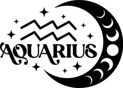 Aquarius, moon phases free svg file for members, birthday sweatshirt design