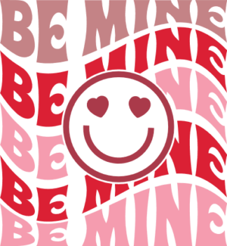 Be mine, echo stacked wavy text free svg file for members, smiley emoji, valentine's day gift