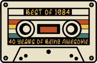 Best of 1984, 40 years of being awesome, Cassette Tape free svg file for members, birthday retro svg for t-shirt