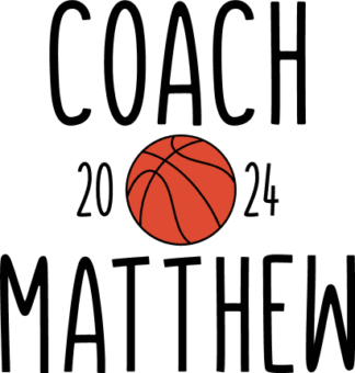 Basketball Coach 2024, custom name and date free svg file for members, gift for coach